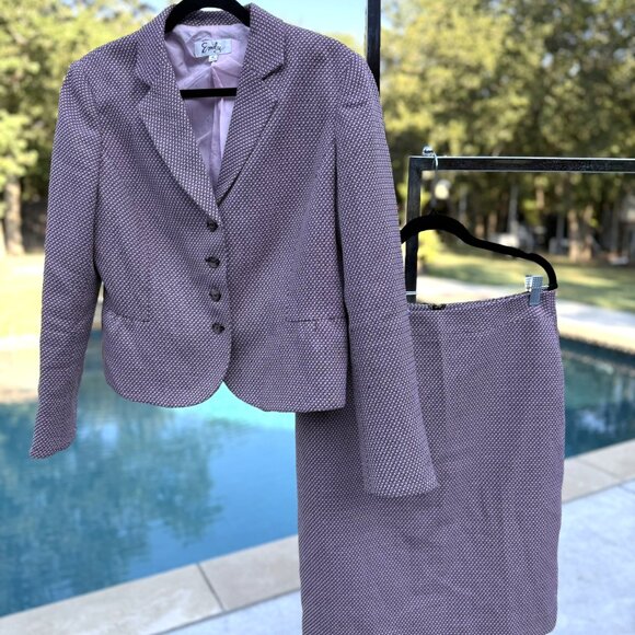 Very Pretty Pink and Black Houndstooth- Emily 2 Piece Suit Skirt Set- Size 12 - Picture 2 of 4